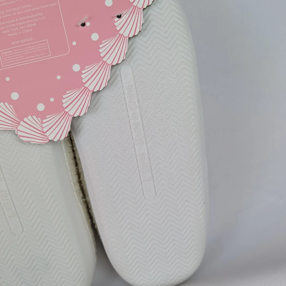 Hearts Slippers Sherpa Upper Fleece Memory Foam Slip On Ivory Pink L (8/9) NWT - Picture 13 of 13
